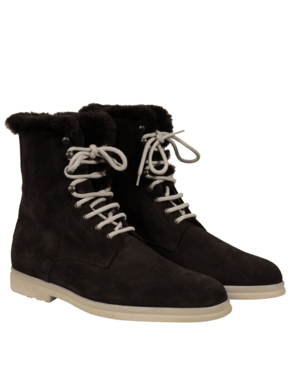 Loro Piana Men Beaver Fur Snow Dream Walk Boots Brown Suede High US 10 EU 43